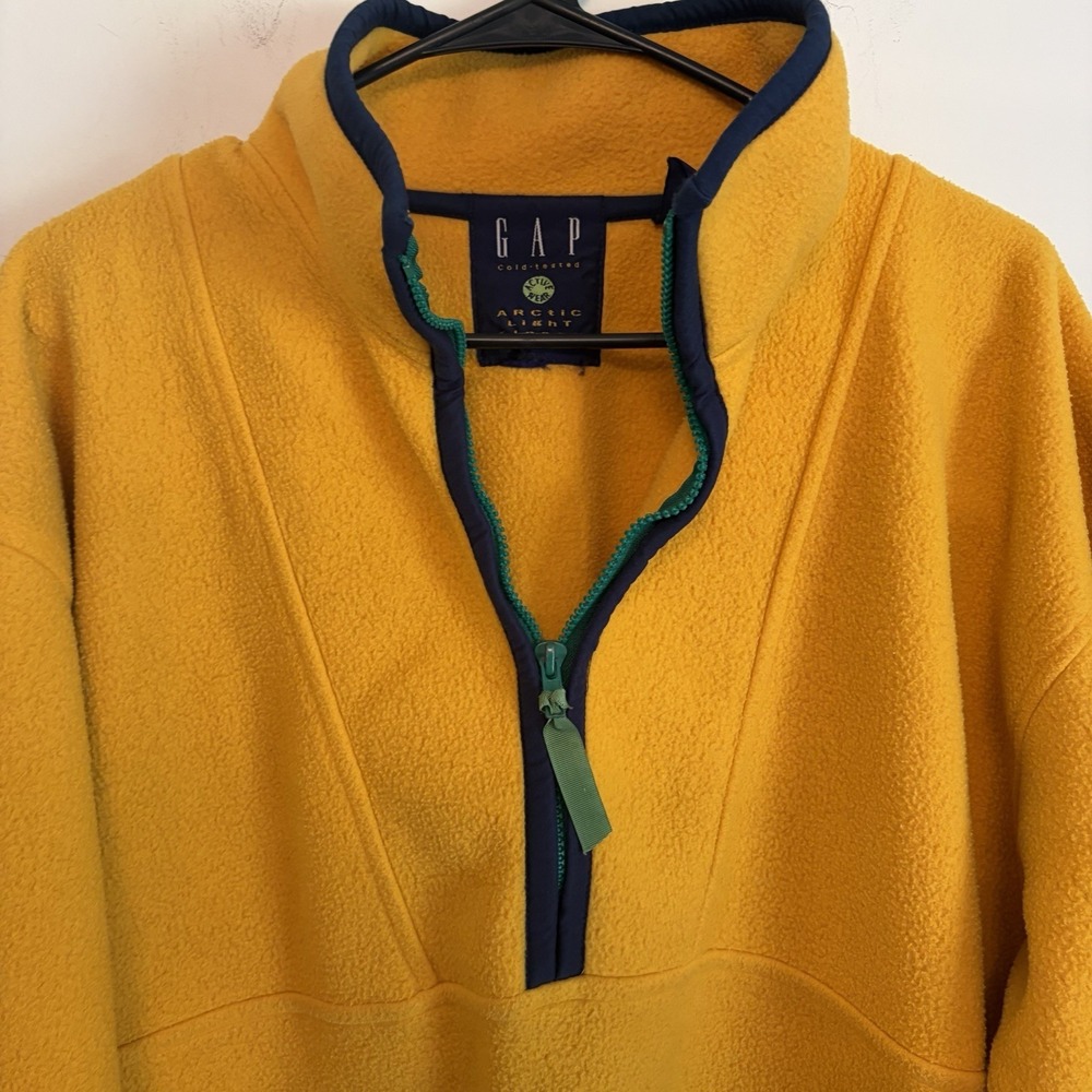 VTG Gap Arctic Light Sweater Medium Yellow Fleece Quarter Zip Pullover Y2K
